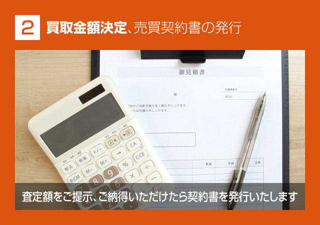 2.買取金額決定、売買契約書の発行